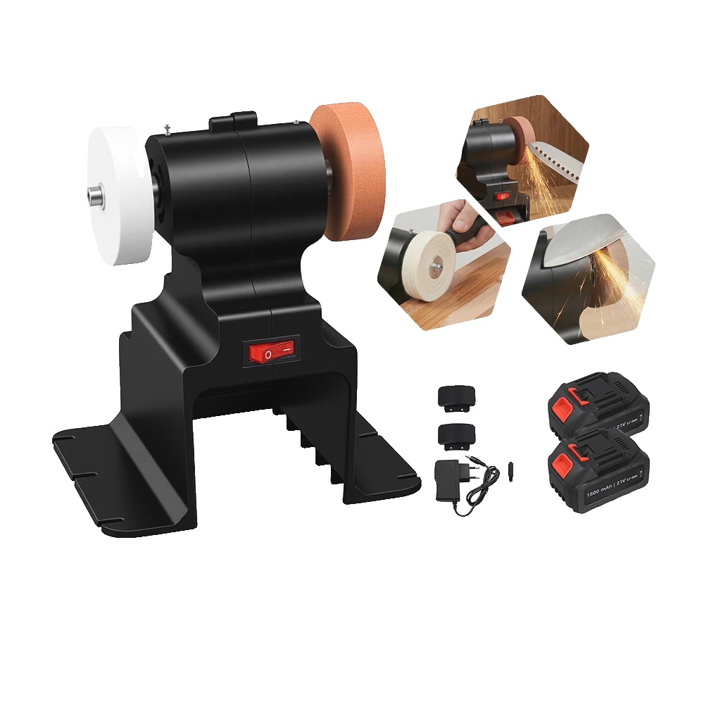 Akku Mini Tischbandschleifer, 250w Motor, 6000 U/min, 2 Wiederaufladbare Batterien, 2,75 Zoll Schleifscheibendurchmesser, Tragbares Design