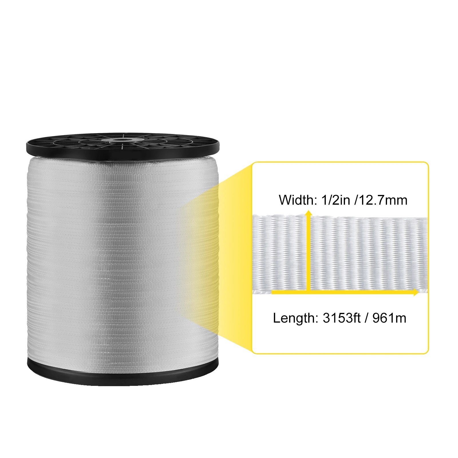 Zugband, 1250 Lbs Zugfestigkeit, Langlebige Polyesterfaser, 12.7mm X 961m