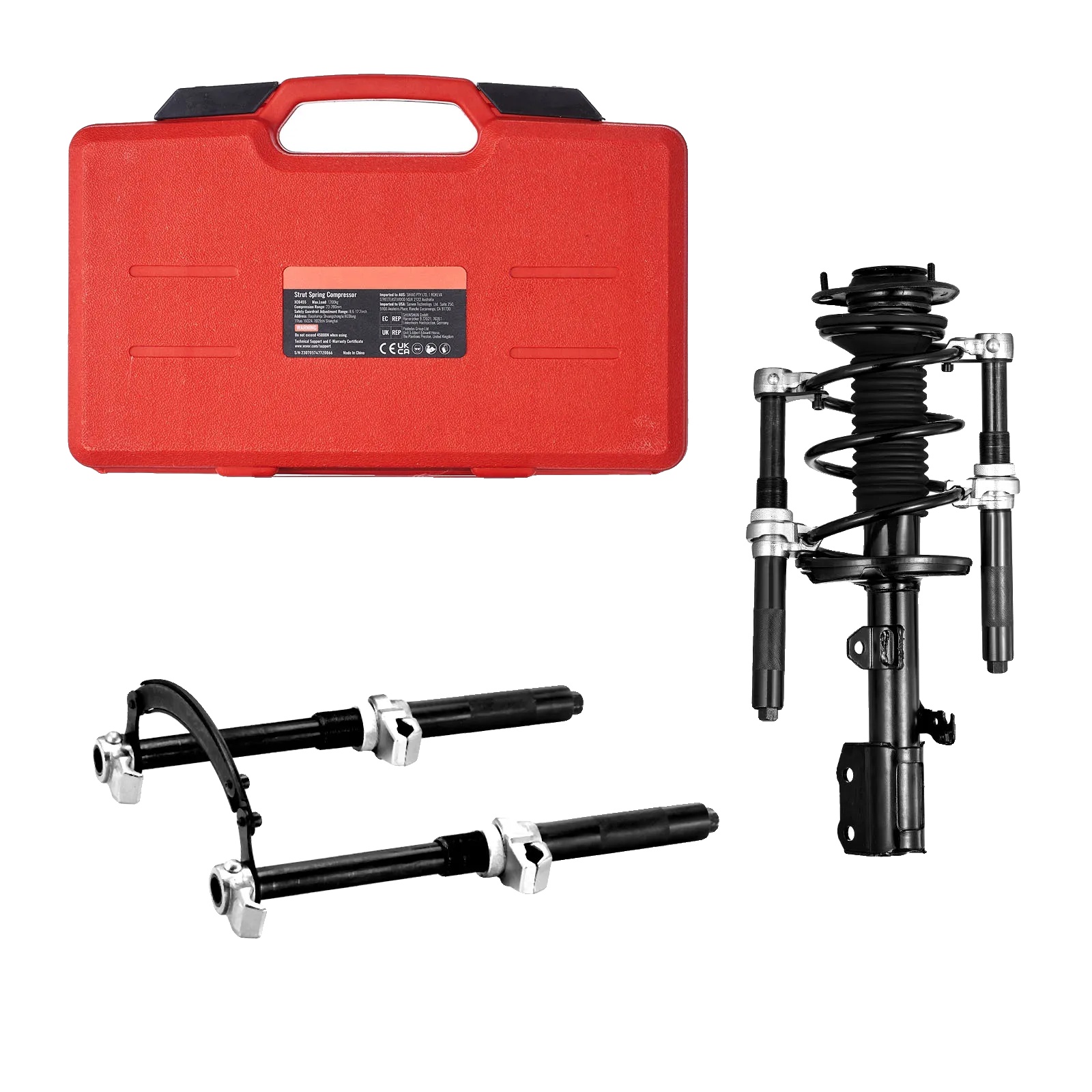Federbeindämpfer, Maximalbelastung 1200 Kg, Verstellbarer Halterungsbereich 8,6"-12,2", Maximaler Kompressionshub 28 Cm, Werkzeugkasten Größe 34 X 22