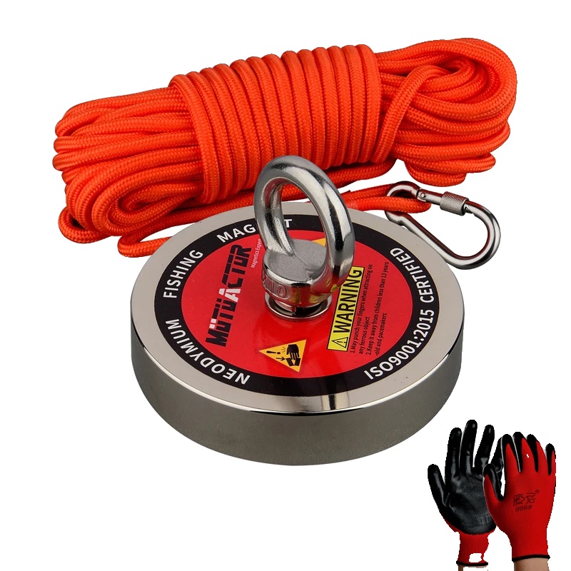 Bergungsangel-magnet, 1100lbs Zugkraft, 15m Seil, Rot