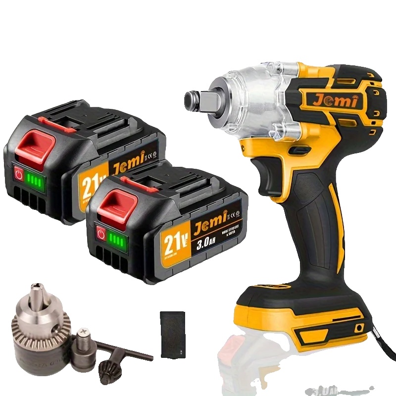 Elektrischer Schlagschrauber, Bürstenloser Motor, Hohe Drehmomentabgabe, 2 Batterie 13mm Spannzange, Eu-a