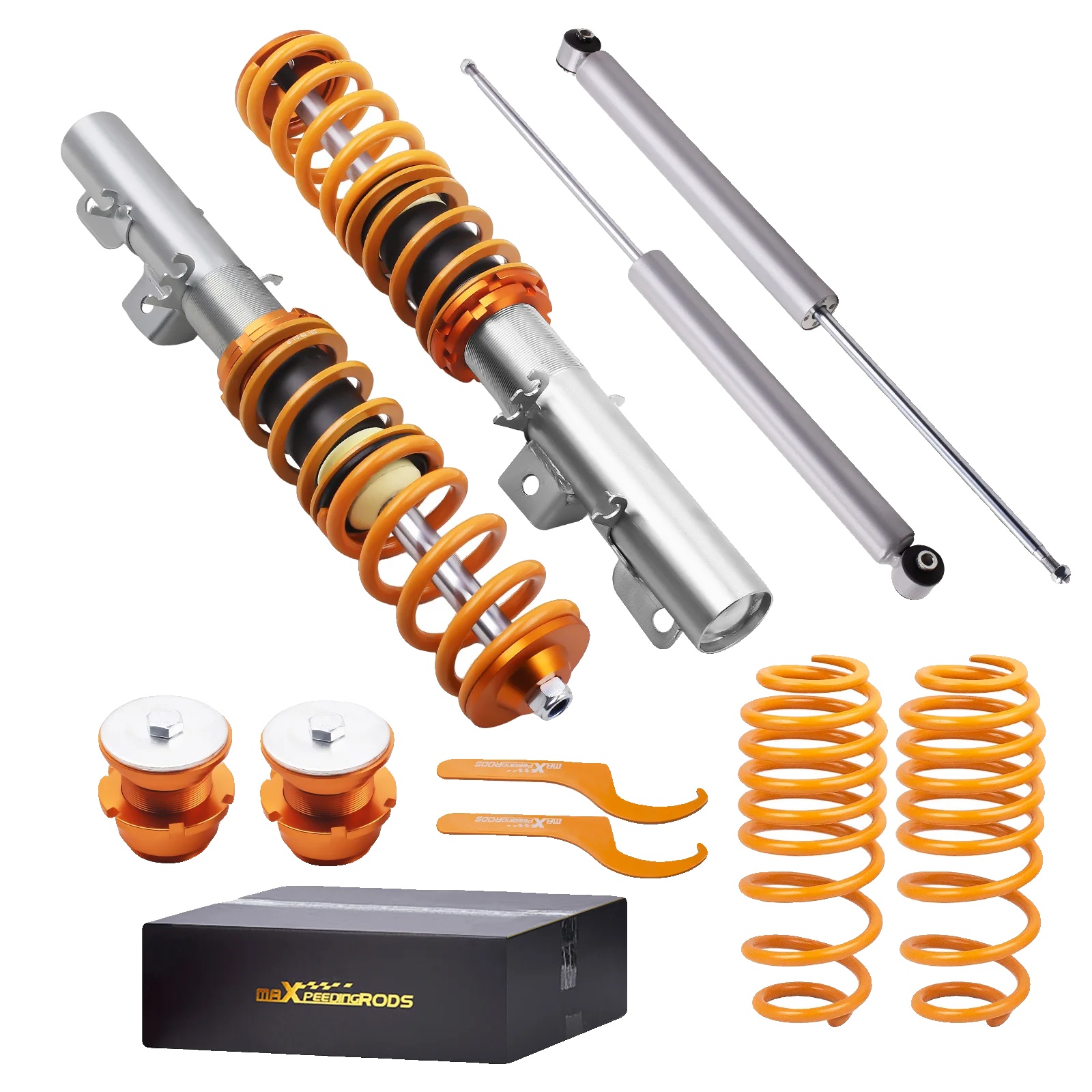 Gewindefahrwerk, Höhenverstellbar: Vorne 30-75mm, Hinten 30-65mm, Federrate Vorne: 7 Kg/mm, Federrate Hinten: 6 Kg/mm, Artikelgewicht: 19800g