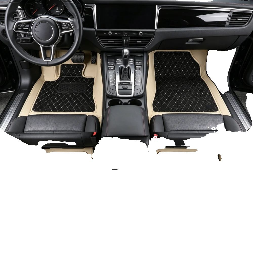 Auto Fußmatten, Vollumrandetes Design, Wasserdichtes Merkmal, Schwarz Beige, Linkslenker