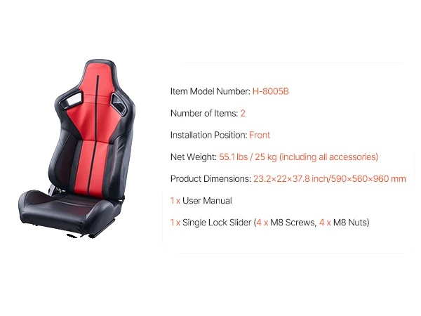 Rennsitz, Verstellbare Neigung, Strapazierfähiges Pvc-leder, H-8005b