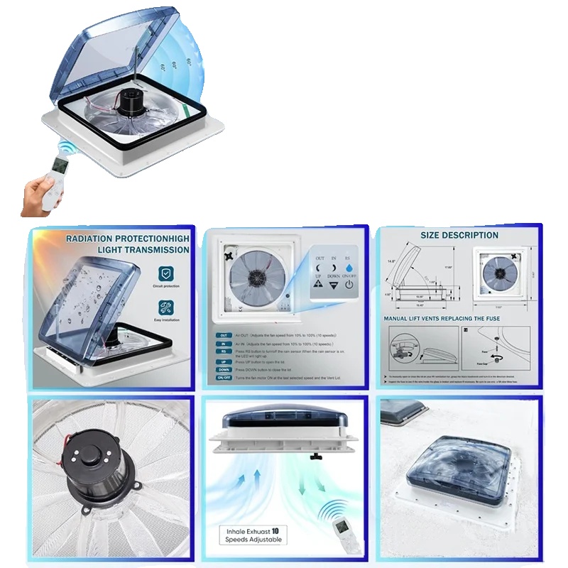 Rv-dachventilator, Fernbedienung, Intelligenter Regensensor, 40cm-12v
