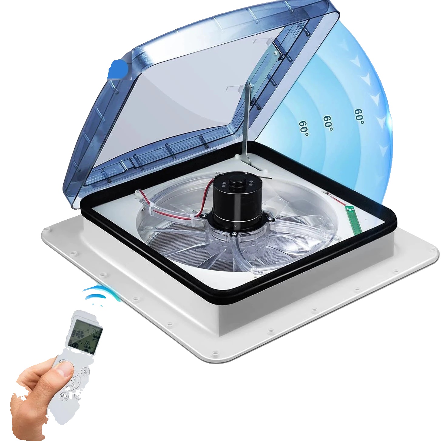 Dachventilator Für Wohnmobile, Fernbedienung, 10-geschwindigkeitsregelung, 40cm-12v