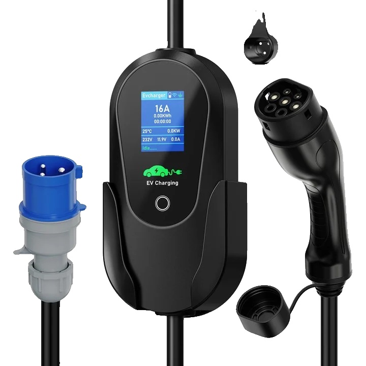 Tragbares Elektrofahrzeug-ladegerät, Intelligente Steuerung, Einstellbarer Strom, 5m Typ 2, Typ2-a