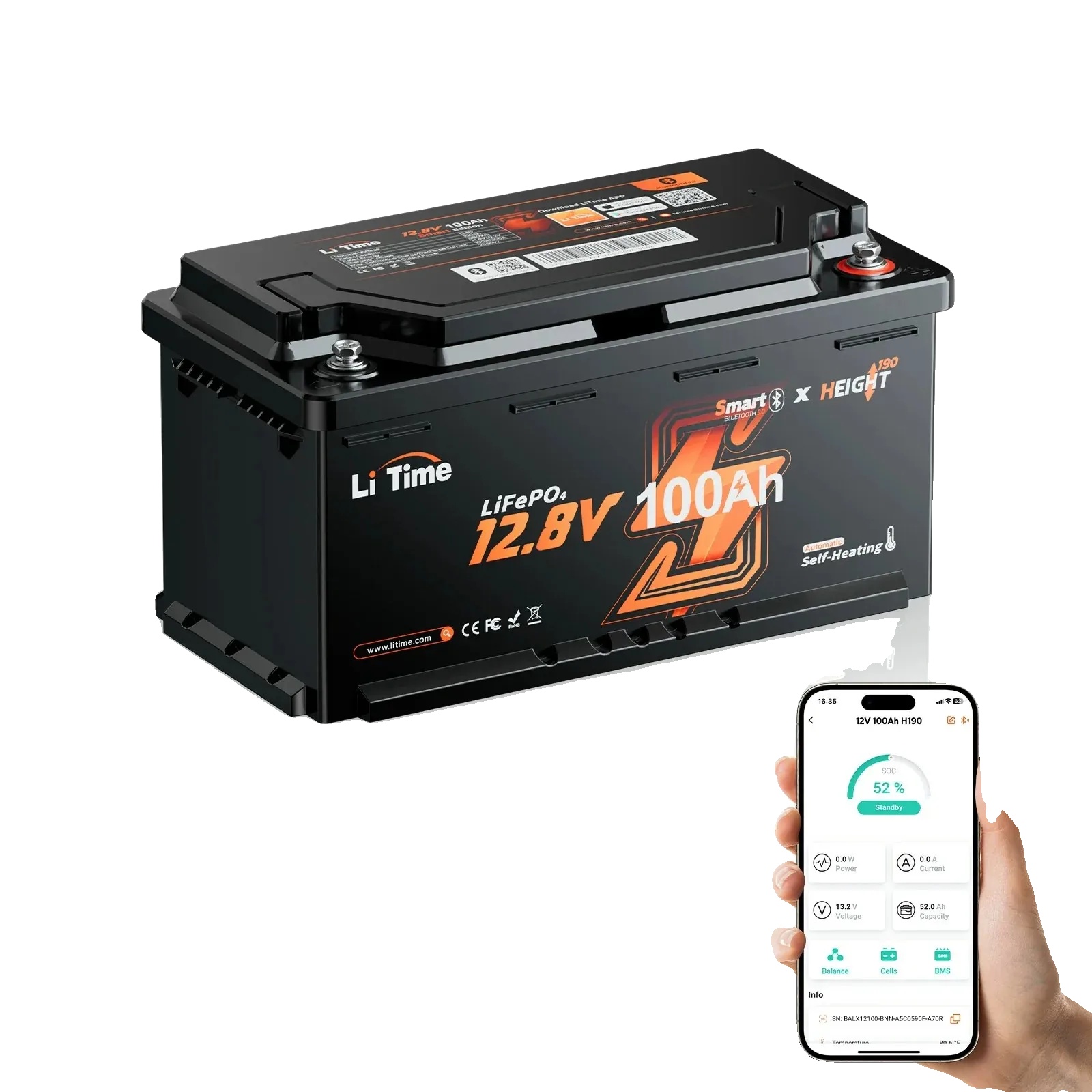 Batterie, Bluetooth Smart Steuerung, Integrierter Heizkörper, Schwarz