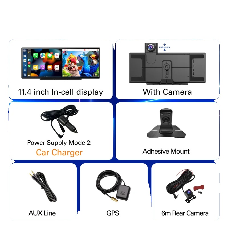 Auto Dvr, 11,4 Zoll Display, Dreifachkamera-aufnahme, Mit 6m Rückkamera, Keine Tf-karte