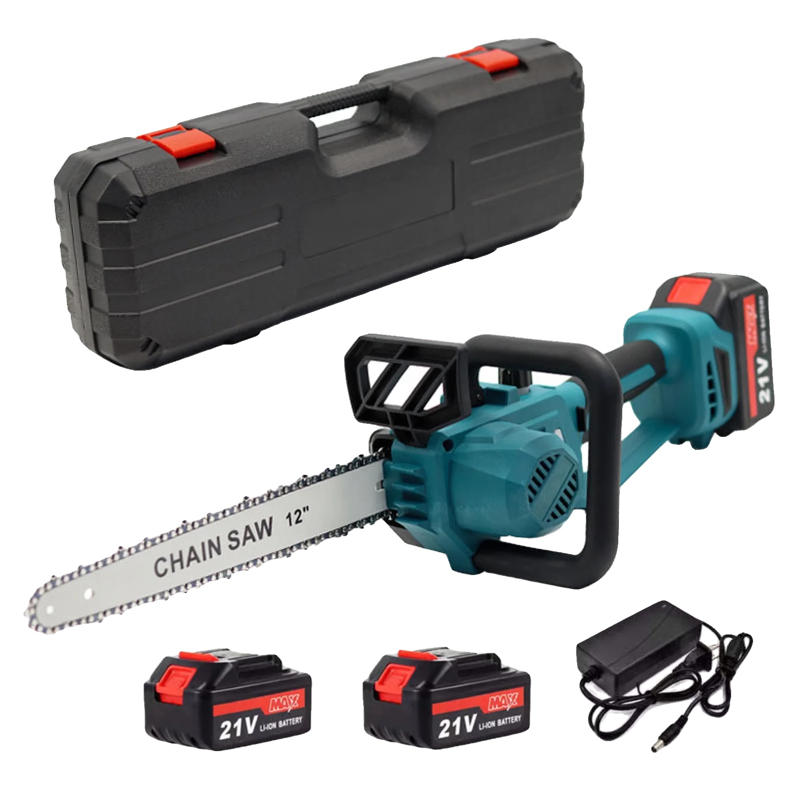 Kettensäge, Bürstenloser Motor, Kabelloser Betrieb, 2 Batterien