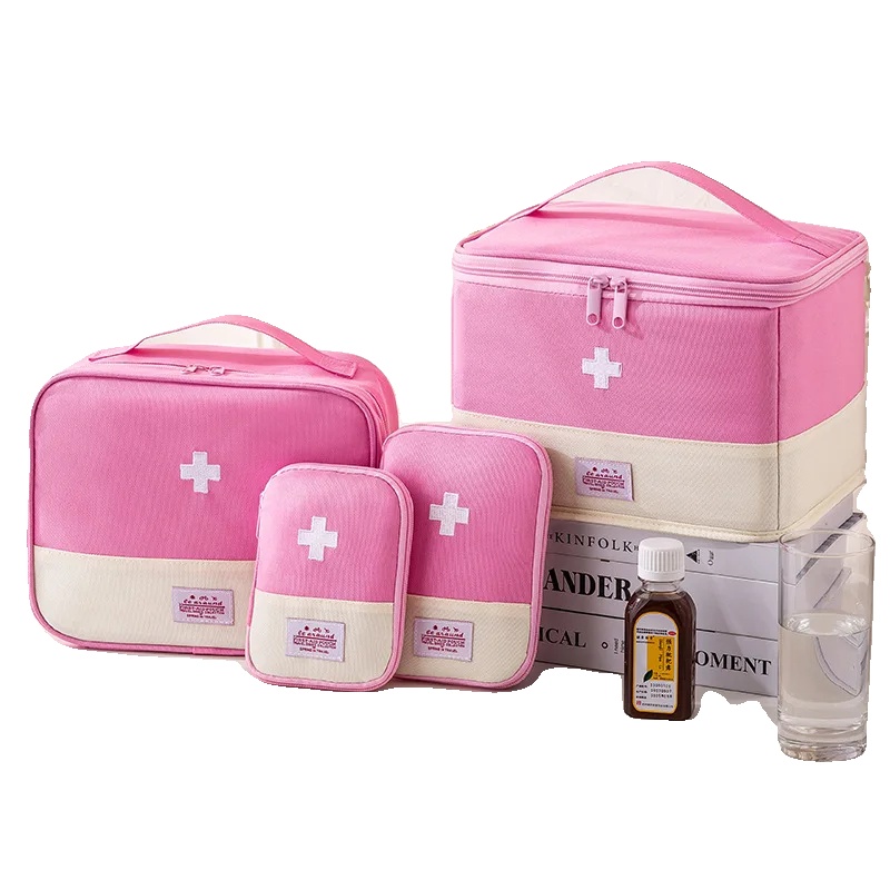 Tragbare Medizin-tasche, Langlebiger Oxford-stoff, Kompaktes Design, 4-teiliges Set-rosa