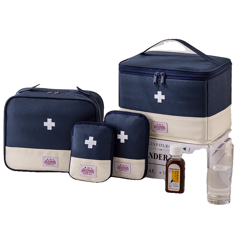 Tragbare Medizin-tasche, Langlebiger Oxford-stoff, Kompaktes Design, 4-teiliges Set-navyblau