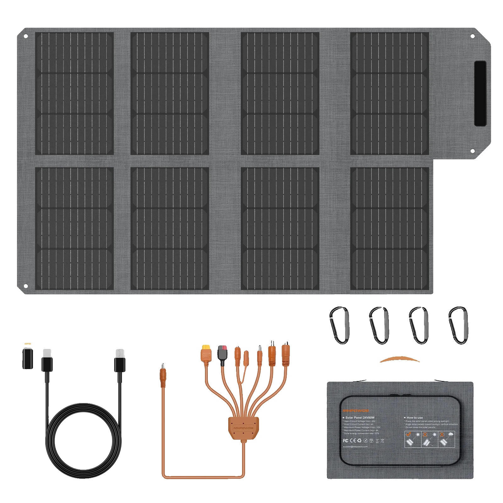 Solarpanel-ladegerät, Faltbares Design, Mehrere Ausgänge, 80w Solarpanel