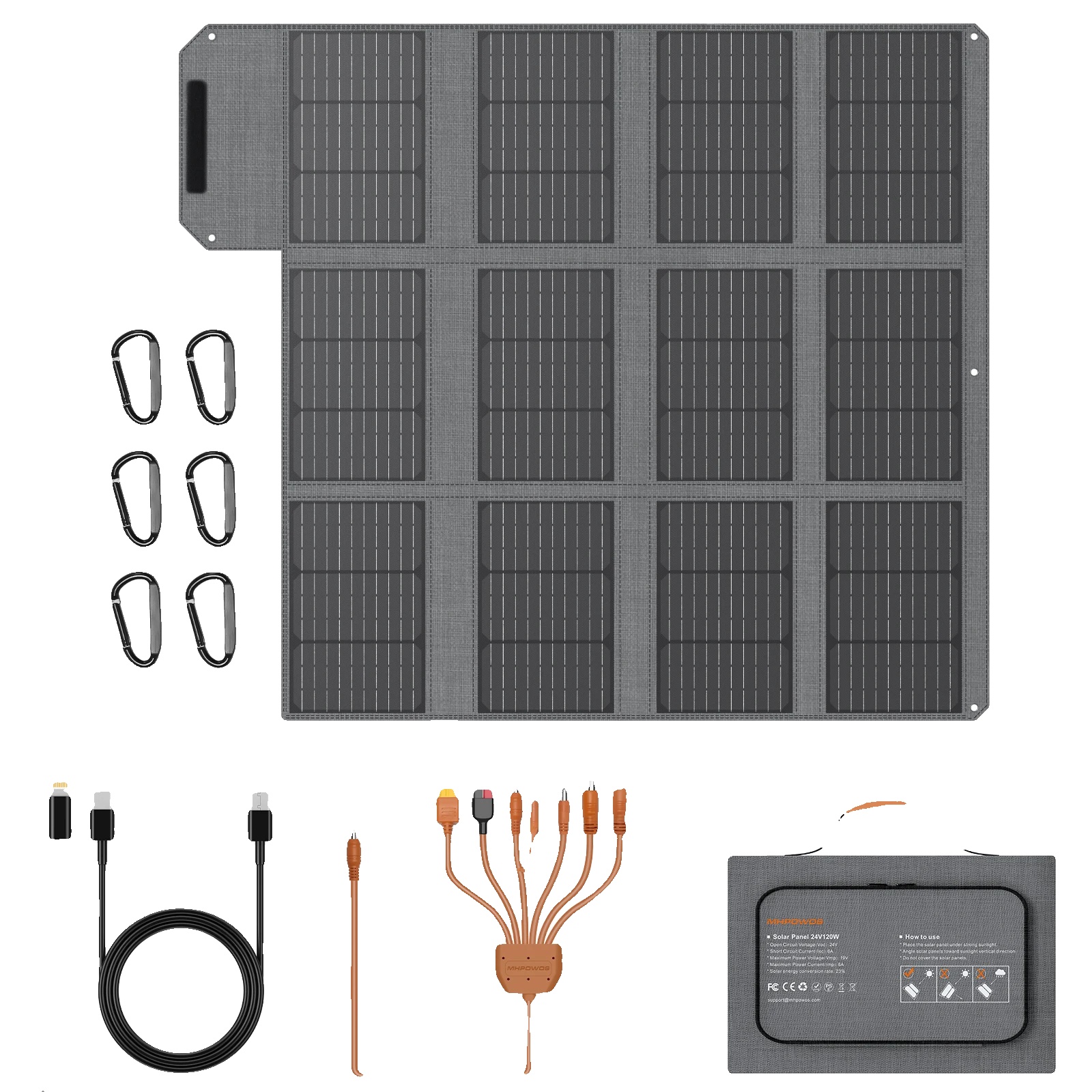 Solarpanel-ladegerät, Faltbares Design, Mehrere Ausgänge, 120w Solarpanel