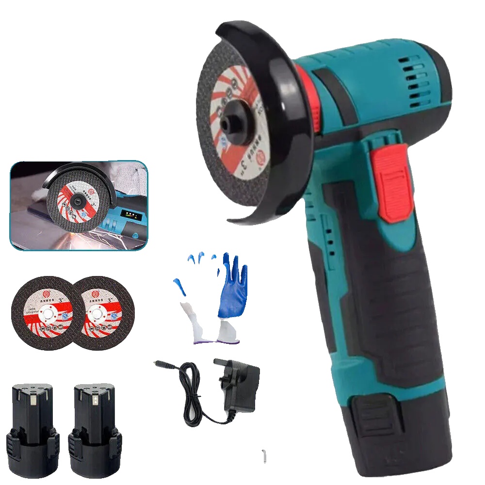 Winkelschleifer, Bürstenloser Motor, Tragbares Design, Blau, Mit Zwei Batterien