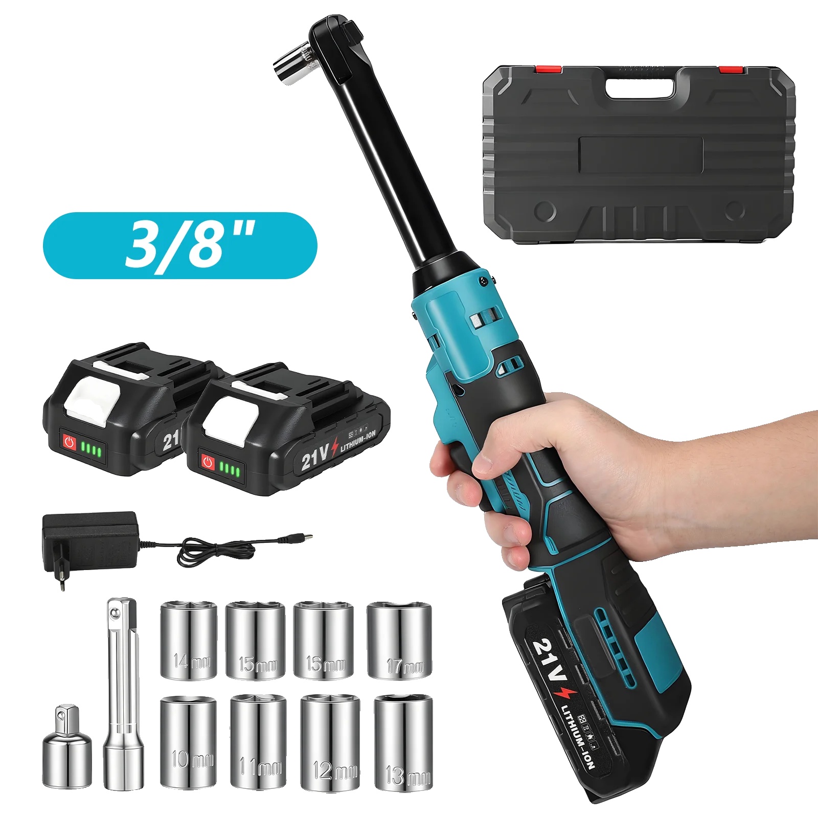 Elektrischer Ratschen-schraubenschlüssel, Kompaktes Design, Leistungsstark, 2 Batterie 1 Stecker