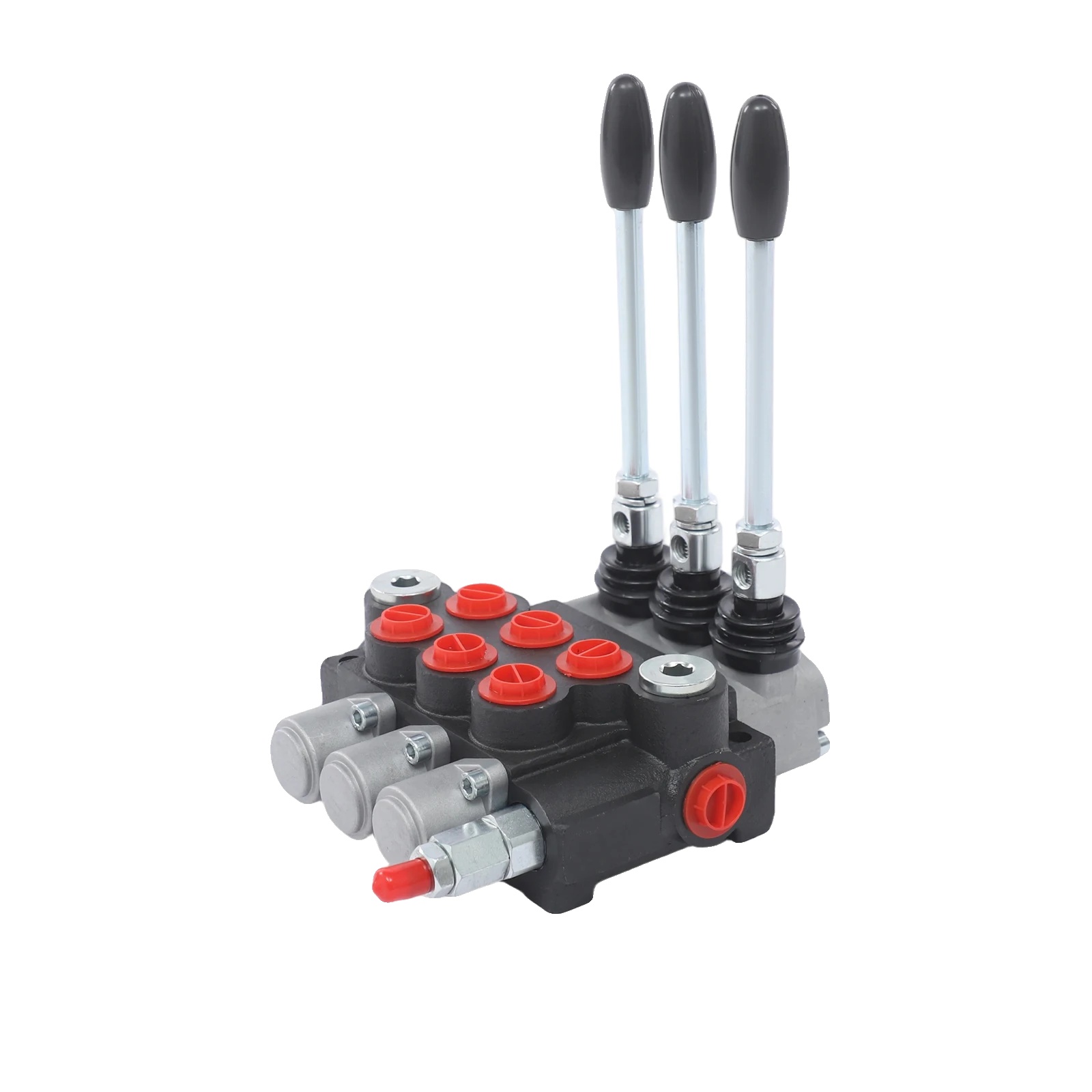 Hydraulisches Richtungssteuerventil, 3-spulen-design, Einstellbarer Druck, Silber Schwarz Rot