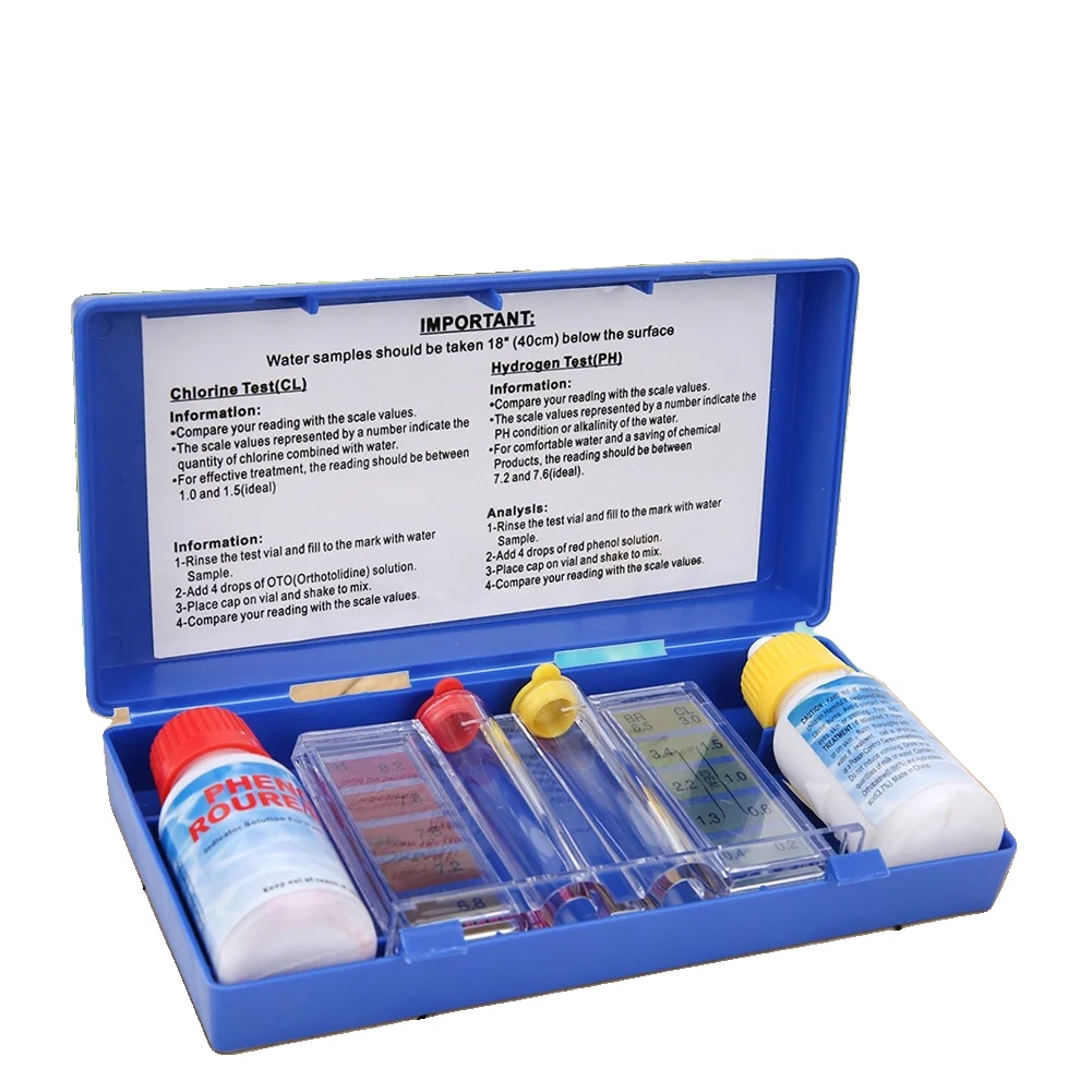 Ph- Und Chlor-wasserqualitäts-testkit, Kompaktes Design, Genaue Messung, Geeignet Für Pools Und Spas, Enthält Testflüssigkeiten, Einfach Zu