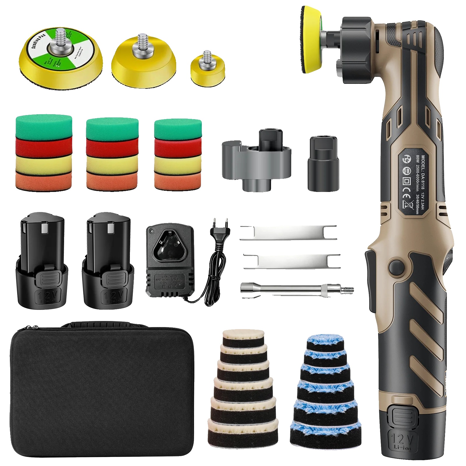 Mini-autopolierer, Kabelloses Design, Mehrere Polierpads, Gelb