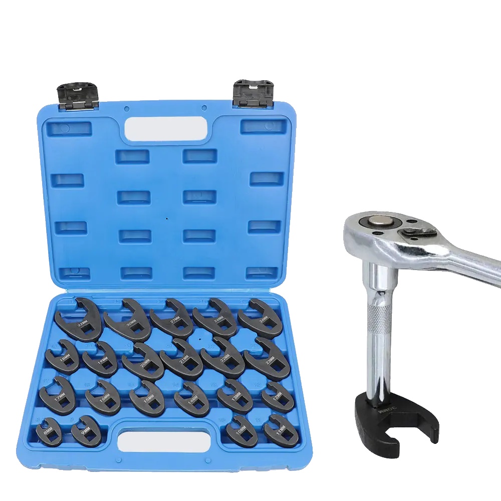Krähenfuß-schlüsselset, 21-teilig, Größen Von 6mm Bis 32mm, Kompatibel Mit 1/2" Und 3/8" Ratschen, 6-punkt Anti-rutsch-design, Inklusive Beschriftetem