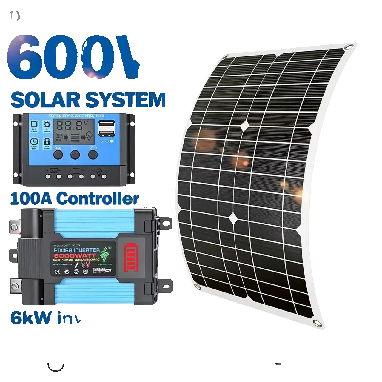 Solarwechselrichter-kit, Komplettsystem, Hohe Effizienz, Blaue 220v Kits