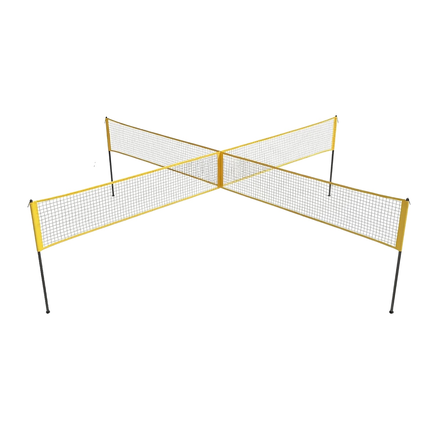 Volleyballnetz-set, 4-wege-design, Verstellbare Höhen, Gelb