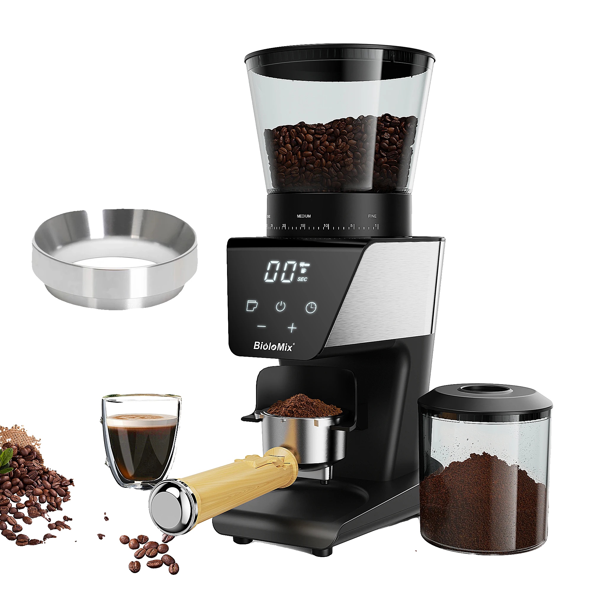 Elektrische Kaffeemühle, 30 Mahlgrade, Automatische Abschaltung, Bg706 Mit Ring, 220v-240v Eu-stecker