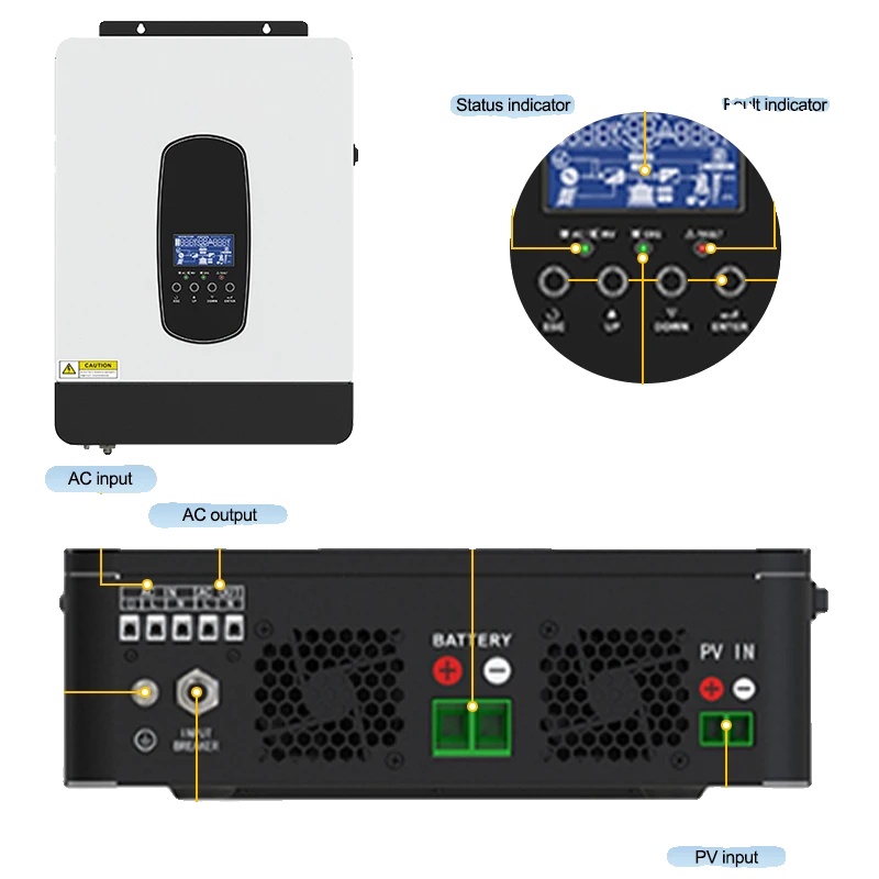 Solarwechselrichter, Mppt-technologie, Intelligente Überwachungsfähigkeit, Anj-sp-3200-24v-wifi, 220-240v, 24v