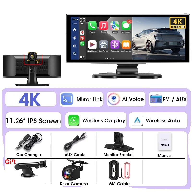 Auto Dvr, Dual-kamera, 4k Aufnahme, Dual-kamera-6m, 64g