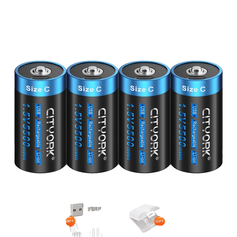C-größe Batterie, Wiederaufladbare Lithium-ionen, 5500mwh Kapazität, 4 Pcs Batterie