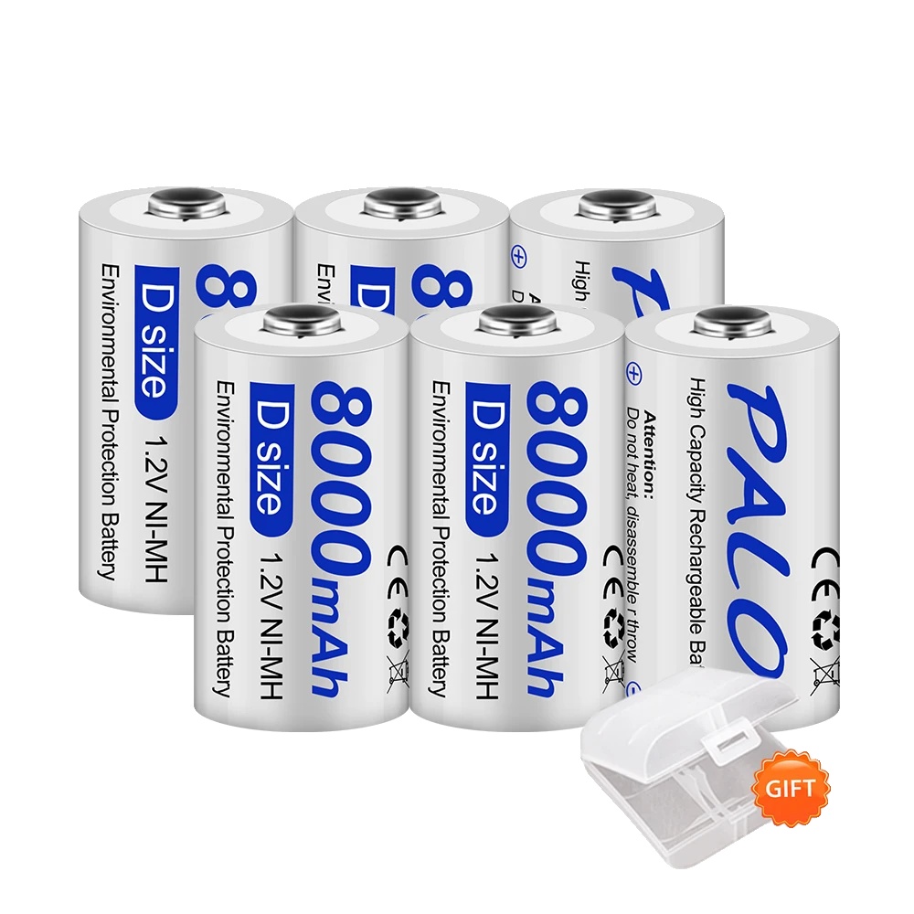 Wiederaufladbare D-größe Batterie, Hohe Kapazität 8000mah, Vielseitige Kompatibilität, 6 Stück Batterie