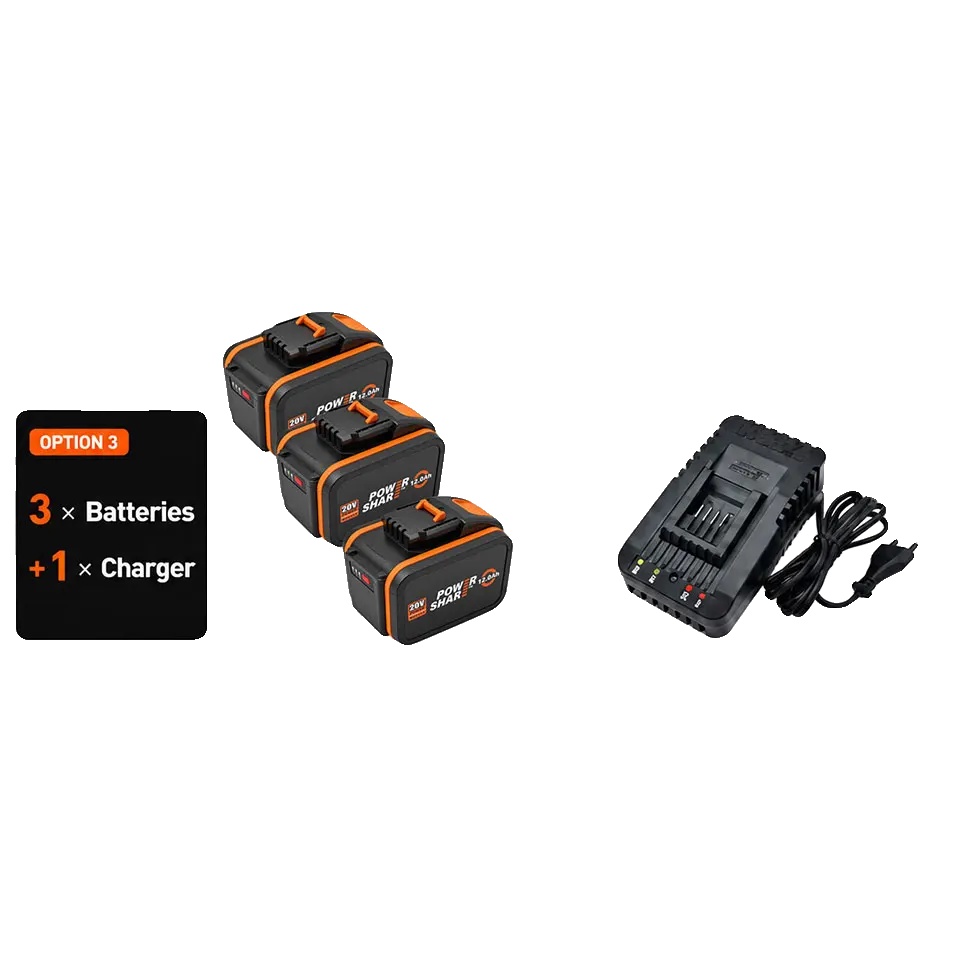 Lithiumbatterie, 12000mah Kapazität, Kompatibel Mit Worx Werkzeugen, 15c-12.0ahx3 Ladegerät