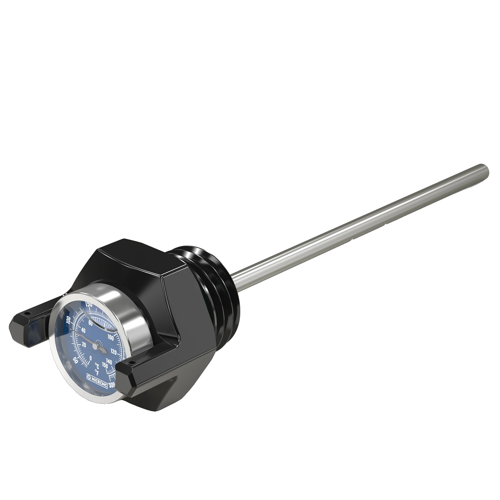 Ölmessstab, Integriertes Thermometer, Langlebige Aluminiumkonstruktion, Schwarz