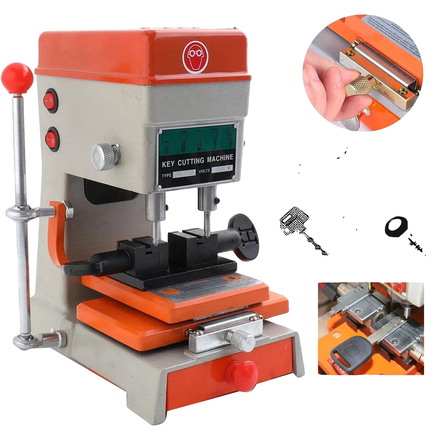 Schlüssel-schneidemaschine, 220v, 120w Leistungsaufnahme, Tischmodell, Kompaktes Design, Multifunktionsklemme