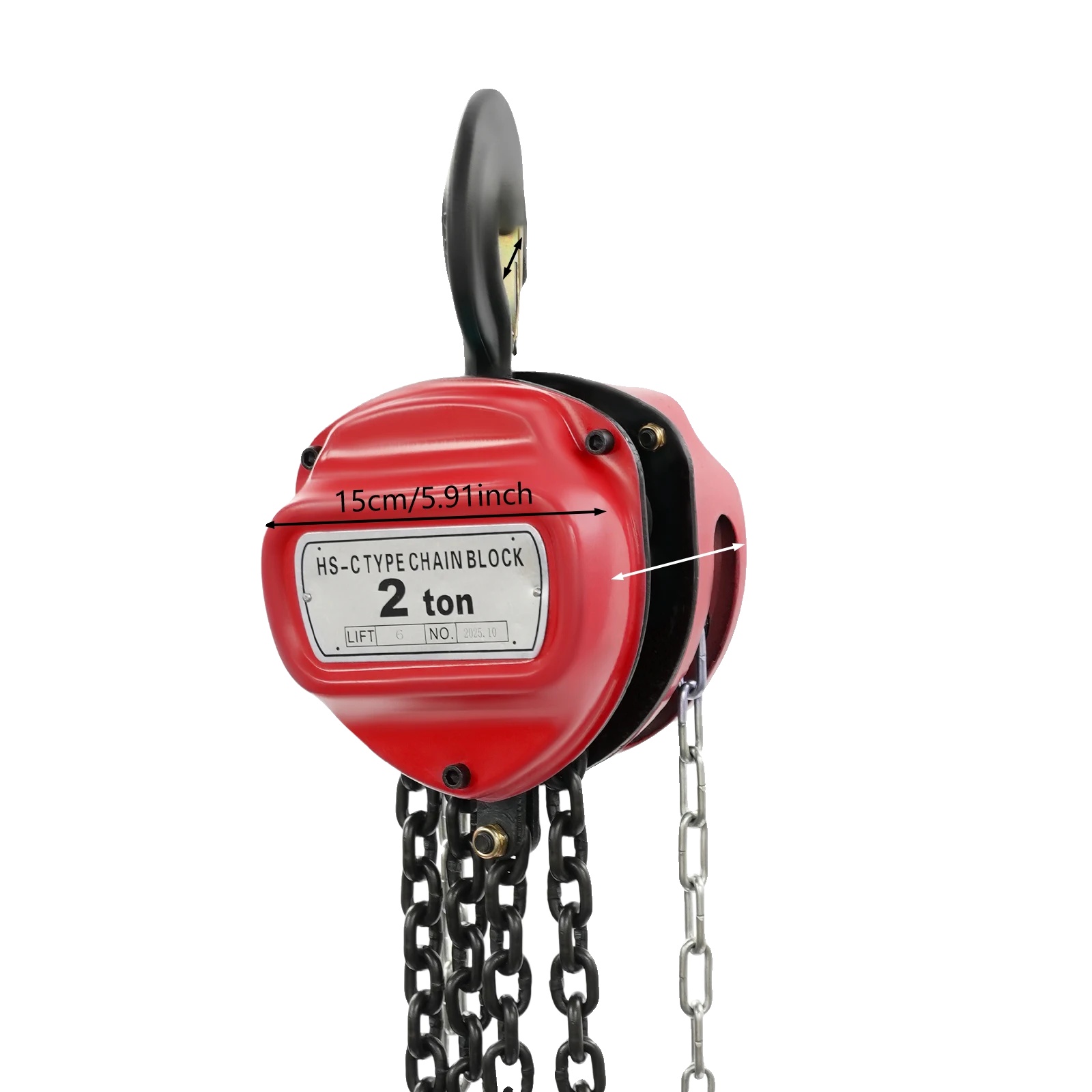 Handkettezug, 2 Tonnen Tragfähigkeit, 6m Hubhöhe, Rot, 2000 Kg