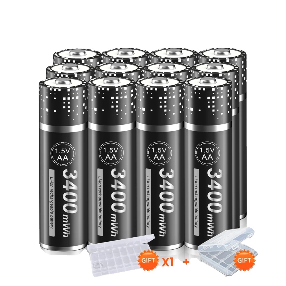 Wiederaufladbare Batterie, Lithium-ionen, 1,5v Kapazität, 12pcs Aa