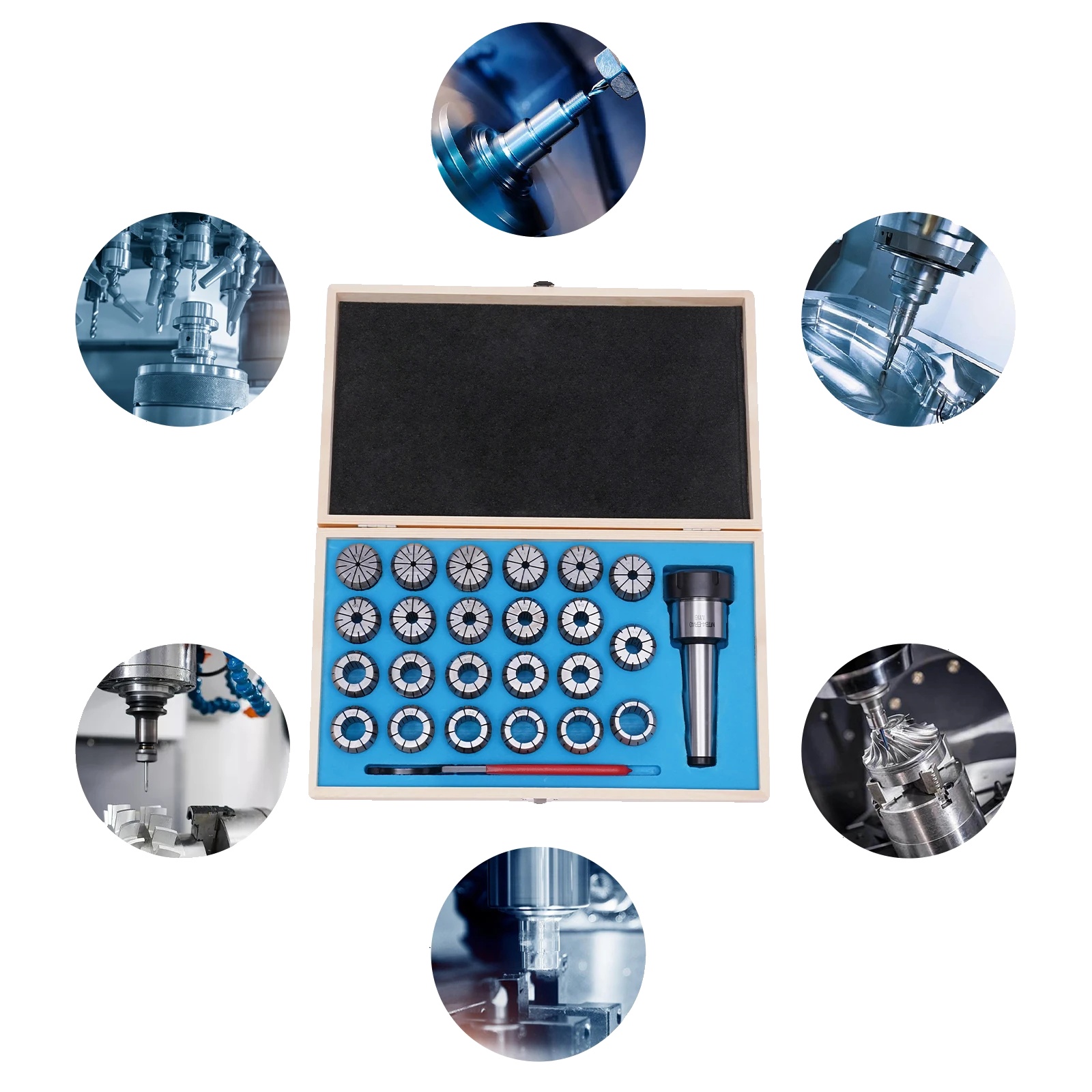 Spannzangen-set, 23 Teile, Federstahlmaterial, 0,16-1,02 Zoll Spannbereich, Hochpräzises Schleifen, Kompatibel Mit Mtb4-er40