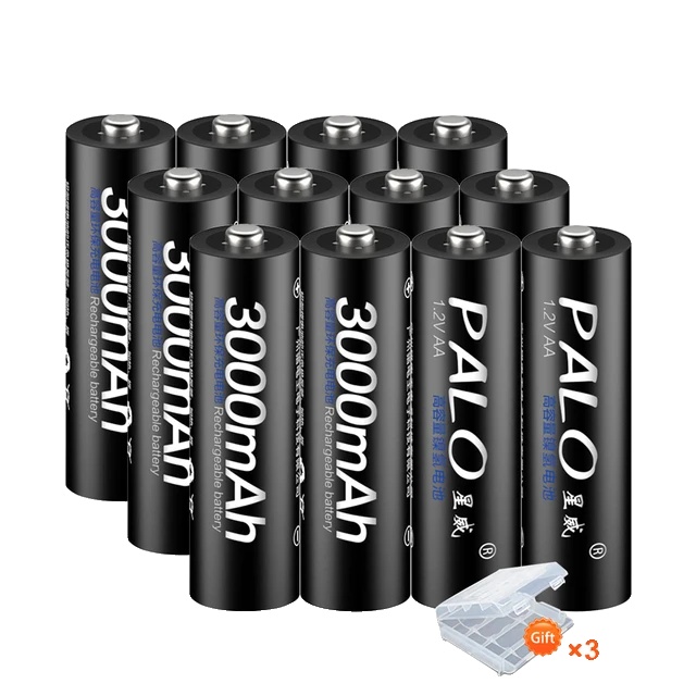 Wiederaufladbare Batterie, 3000mah Kapazität, Intelligentes Ladegerät, 12 Stück Aa-batterie