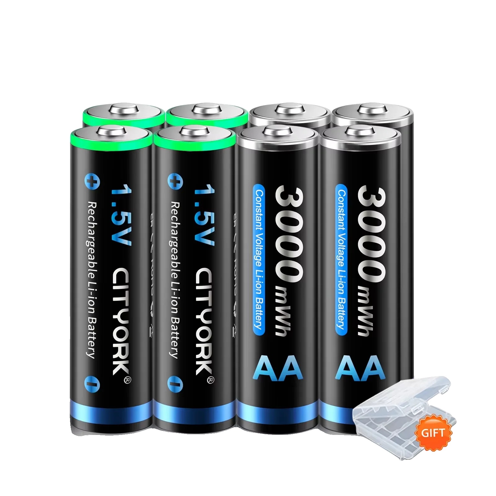 Wiederaufladbares Batterien-set, 3000mwh Kapazität, 8-slot Ladegerät, 8pcs Batterie