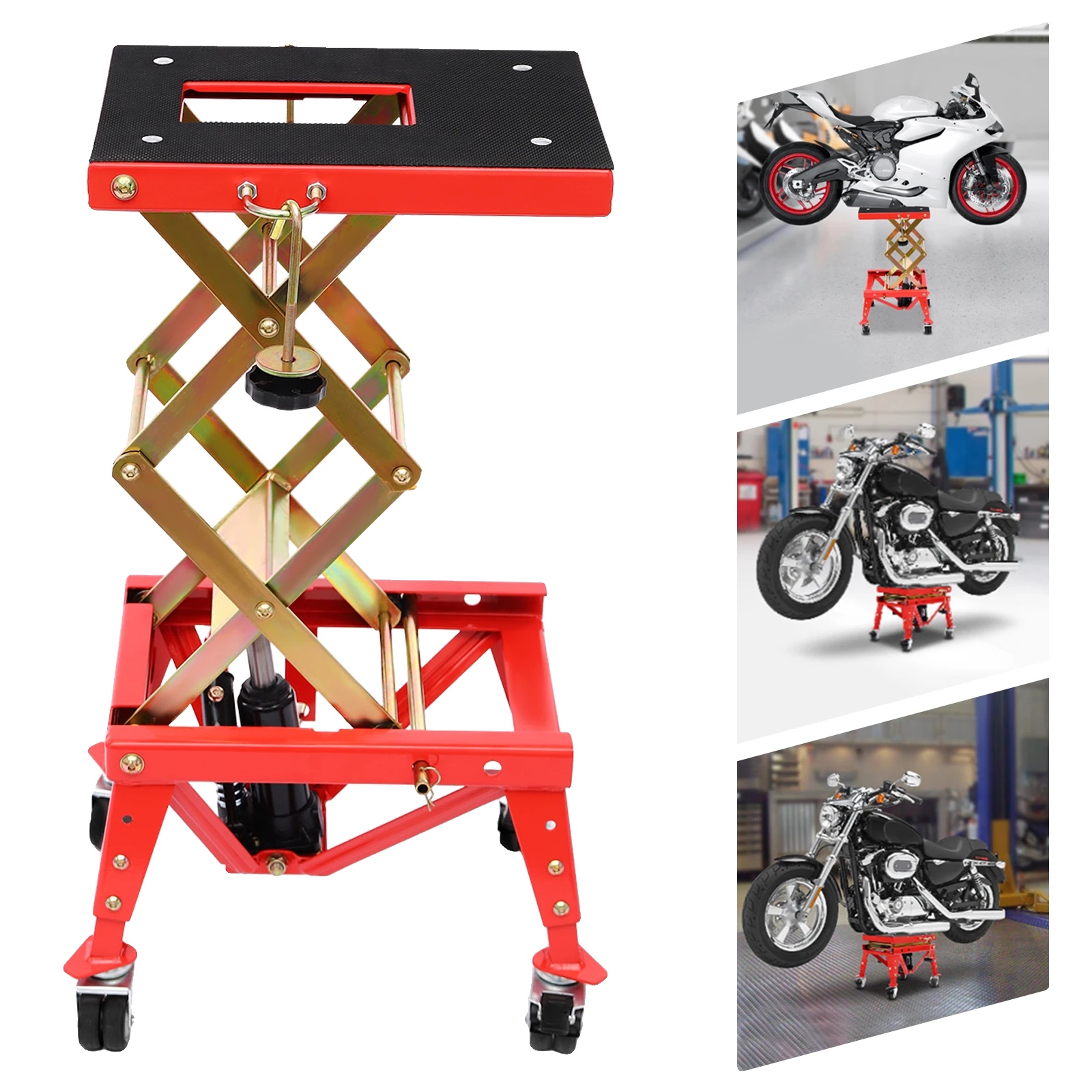Hydraulische Motorradhebebühne, Tragfähigkeit 159 Kg, Höhenverstellbar 30-80 Cm, Plattformgröße 96,5 X 73 Cm, Grundgröße 116,8 X 94 Cm, Gewicht 8,4 Kg