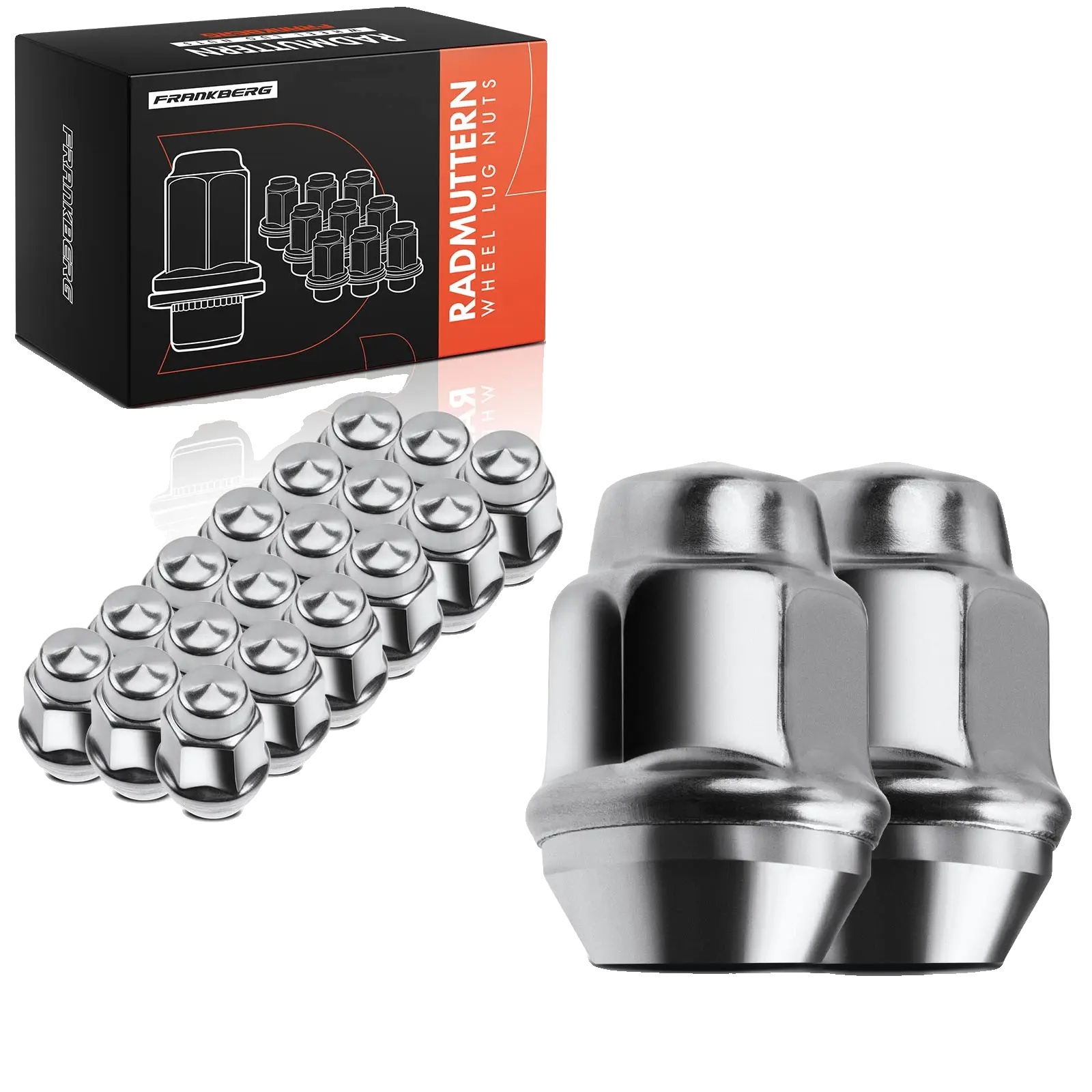 Radmutter, Dicke 24 Mm, Länge 34 Mm, Gewindegröße 1/2-20, Schlüsselbreite 19 Mm, Menge 20