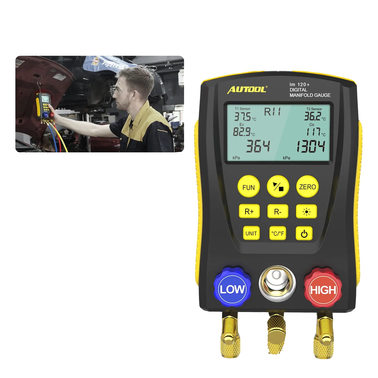 Digitales Manifold, Dualdruckprüfung, Dualtemperaturprüfung, Großes Lcd-display, Ergonomisches Design, Geeignet Für Hvac-systeme