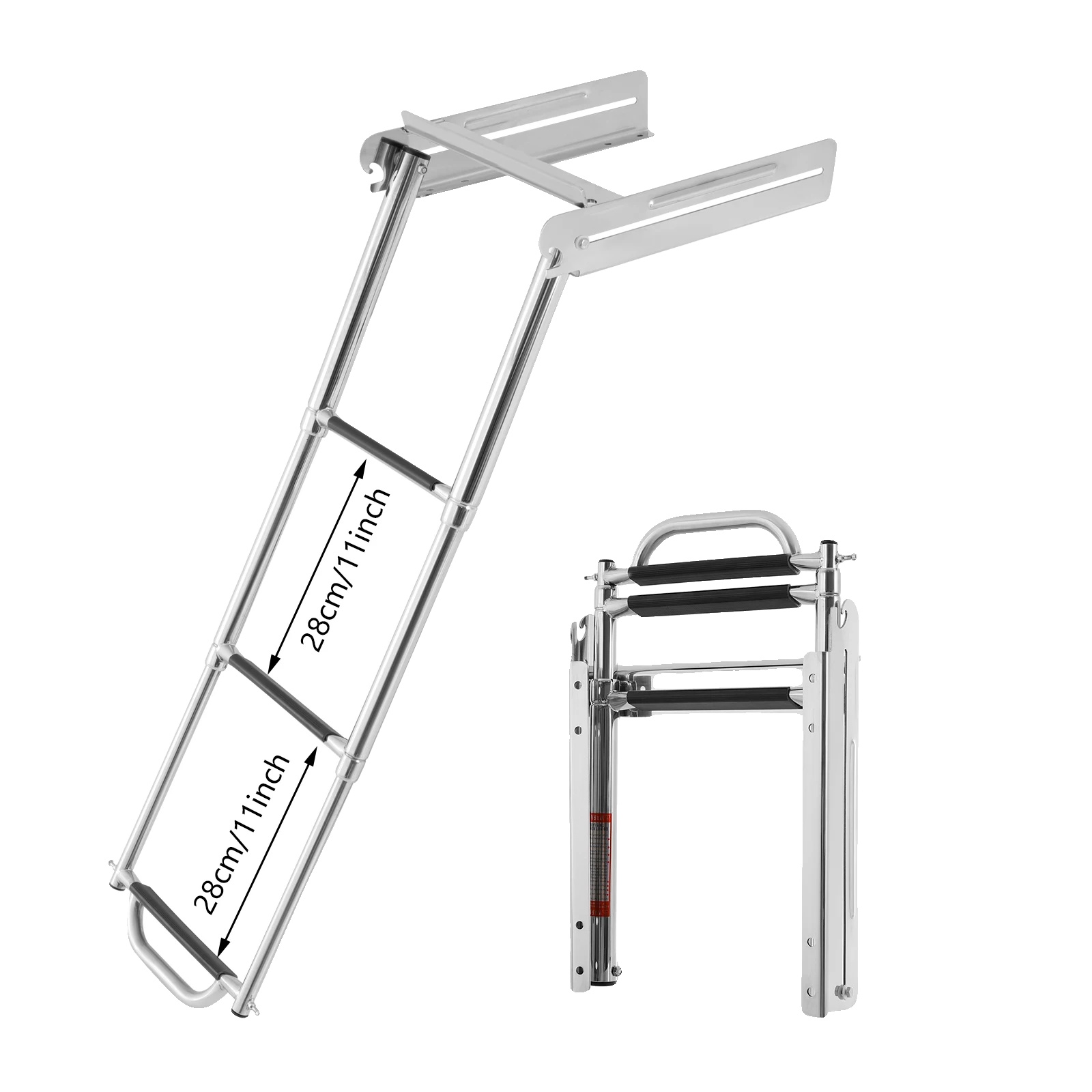 Bootsleiter, 304 Edelstahl, Gefaltete Abmessungen: 25,5 X 43,3 Cm, Tragfähigkeit: 300 Kg, Gewicht: 4,55 Kg, Pedalabstand: 28 Cm