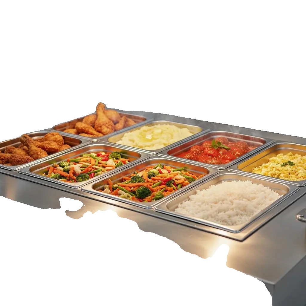 Edelstahl-tablett, Langlebige Konstruktion, Bain-marie-kompatibel, Armeegrün