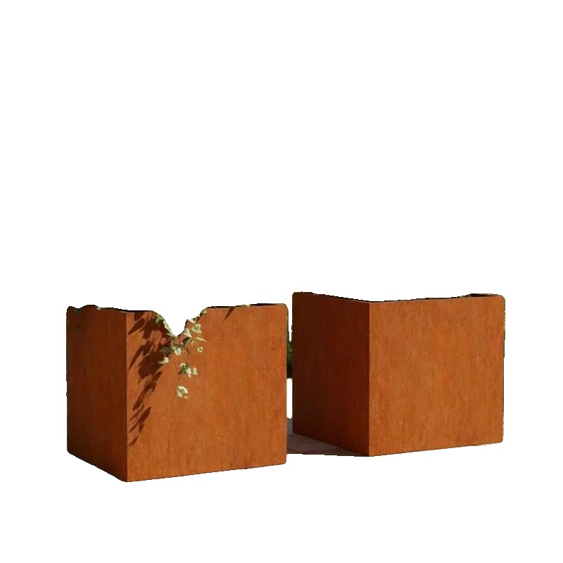Pflanzgefäße, Cortenstahl, Korrosionsschutzdesign, Dunkelkhaki