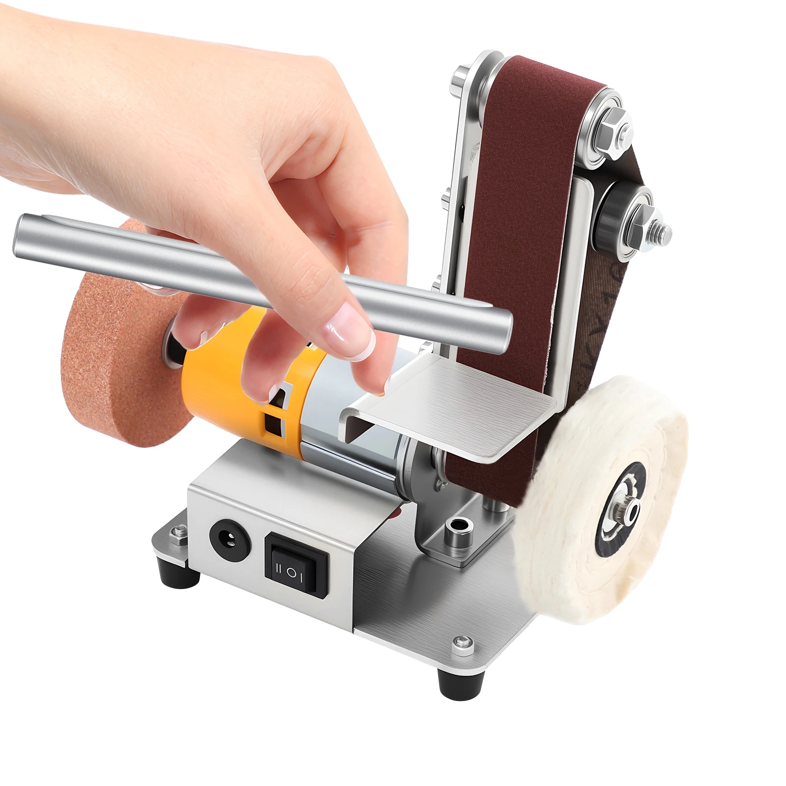 Mini Bandschleifer, 304 Edelstahl, 151218cm, Netzbetrieb, 775 Motor, 4000-9000 U/min