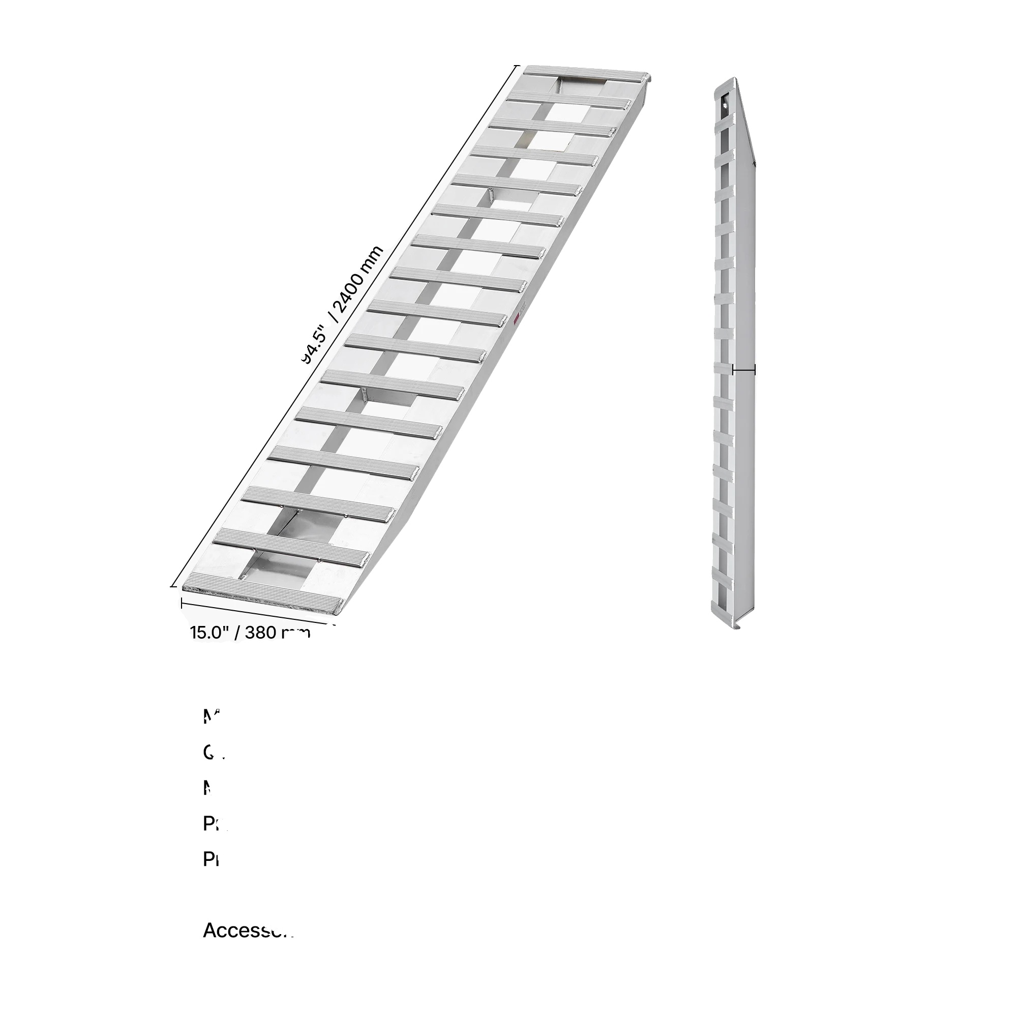 Lade Rampen, Aluminiumlegierung, 6000 Lbs Tragfähigkeit, 94x15 Zoll