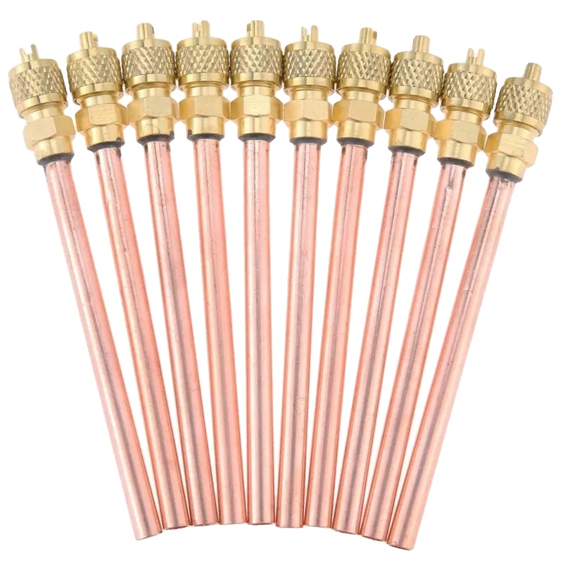 Kältemittelbefüllungsbehälterventile, 10er Pack, 1/4 Zoll Sae, Messingmaterial, Auslaufsicheres Design, Einschließlich Schlauch Und Kappe