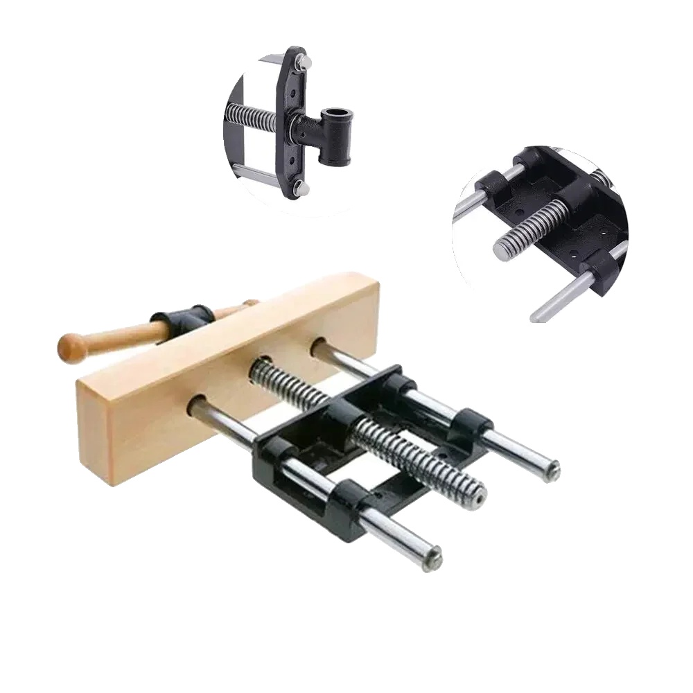 Holzwerkstattzwinge, Länge 37 Cm, Breite 17,9 Cm, Öffnungsbereich 23 Cm, Drahtstangen-durchmesser 2,3 Cm, Führungsstangen-abstand 14,8 Cm