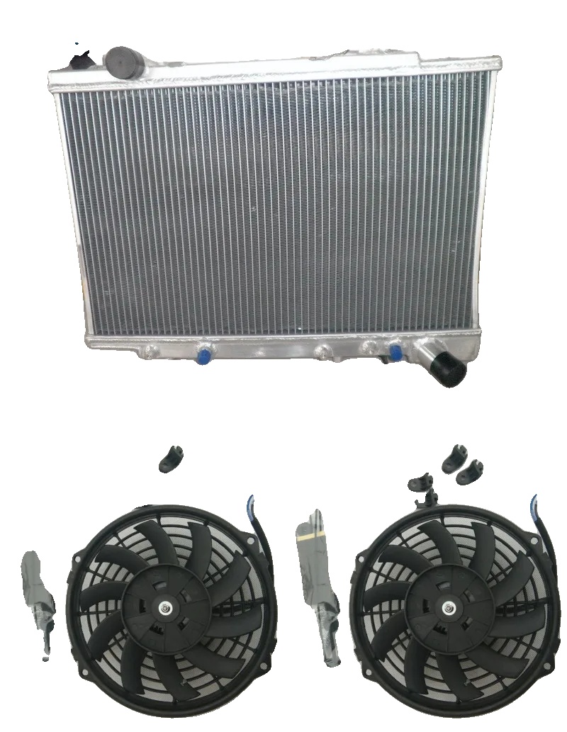 Aluminiumkühler, Kernmaß 568mm X 350mm X 52mm, Gesamtmaß 580mm X 420mm X 65mm, Einlass/auslass Φ35mm, 3 Reihen, Kompatibel Mit Manueller Und